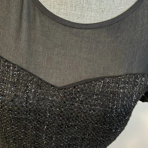 Flared Boucle and Sheer Dress NWOT, Size M - Picture 3 of 13